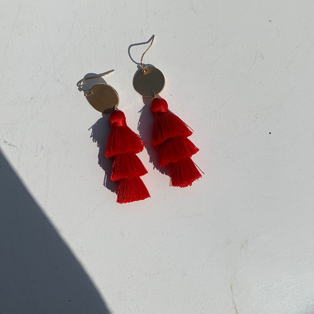 Francesca Red Tassel Earrings